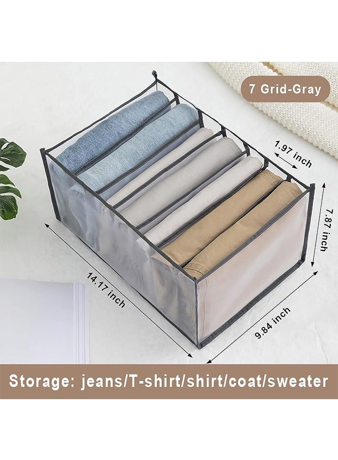 2-Piece Wardrobe Clothes Organizer, 7 Grids Foldable Closet Drawer Organizers, Portable Storage Clothing Storage Mesh Bins Box for Jeans Pants T-Shirt Sweaters - Image 2